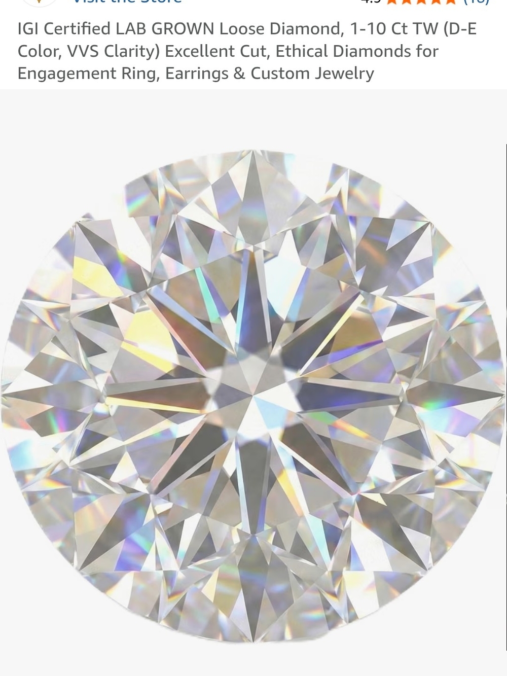 .5 Ct Lab-Grown Round Brilliant Diamond Solitaire - White Sparkle